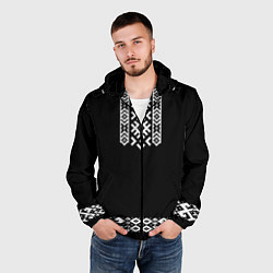 Ветровка с капюшоном мужская Славянский орнамент и узор на черном - вышиванка р, цвет: 3D-черный — фото 2
