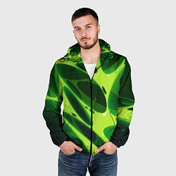 Ветровка с капюшоном мужская Color green light green, цвет: 3D-черный — фото 2