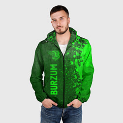 Ветровка с капюшоном мужская Burzum - green gradient по-вертикали, цвет: 3D-черный — фото 2