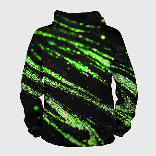 Мужская ветровка Зеленые блестки на черном / 3D-Белый – фото 2