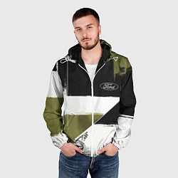 Ветровка с капюшоном мужская Ford эмблема, цвет: 3D-белый — фото 2