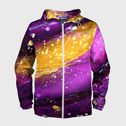 Мужская ветровка Фиолетовая текстура с желтой полосой