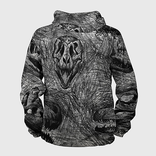Мужская ветровка Черепа динозавров - эскиз / 3D-Белый – фото 2