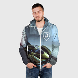 Ветровка с капюшоном мужская Lamborghini - motorsport extreme, цвет: 3D-белый — фото 2