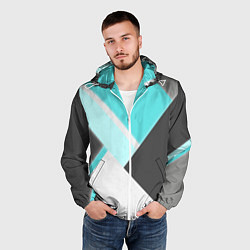 Ветровка с капюшоном мужская Color black blue, цвет: 3D-белый — фото 2