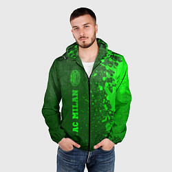 Ветровка с капюшоном мужская AC Milan - green gradient по-вертикали, цвет: 3D-черный — фото 2