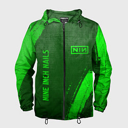 Ветровка с капюшоном мужская Nine Inch Nails - green gradient вертикально, цвет: 3D-черный