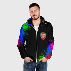 Ветровка с капюшоном мужская Arsenal неоновые краски, цвет: 3D-белый — фото 2