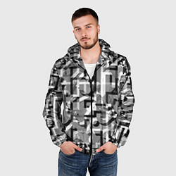 Ветровка с капюшоном мужская Серый объёмный эффект, цвет: 3D-черный — фото 2