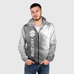 Ветровка с капюшоном мужская Suzuki - grey gradient по-вертикали, цвет: 3D-черный — фото 2