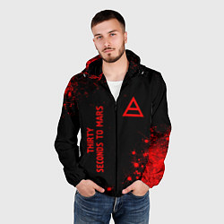 Ветровка с капюшоном мужская Thirty Seconds to Mars - red gradient вертикально, цвет: 3D-черный — фото 2