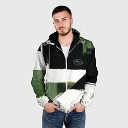 Ветровка с капюшоном мужская Subaru эмблема, цвет: 3D-белый — фото 2