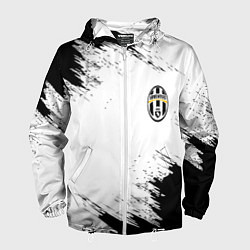 Ветровка с капюшоном мужская Juventus штрихи красок, цвет: 3D-белый