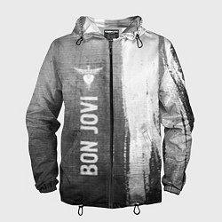 Ветровка с капюшоном мужская Bon Jovi - grey gradient по-вертикали, цвет: 3D-черный