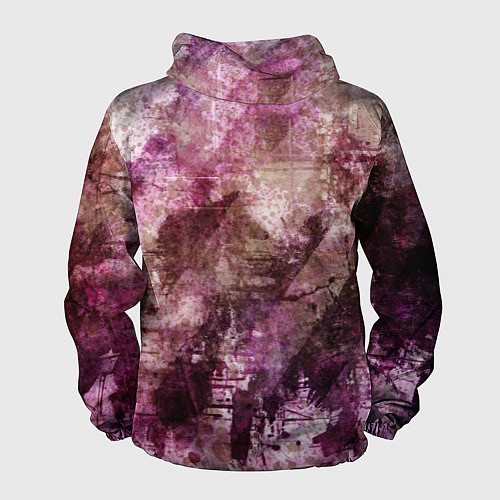 Мужская ветровка Абстракция - dark trash atom with violet / 3D-Белый – фото 2