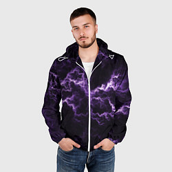 Ветровка с капюшоном мужская Lightning purple flicker, цвет: 3D-белый — фото 2