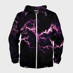 Ветровка с капюшоном мужская Lightning pink glow, цвет: 3D-белый