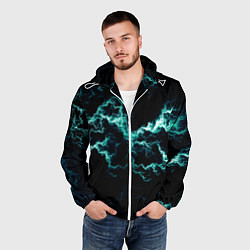 Ветровка с капюшоном мужская Lightning light blue glow, цвет: 3D-белый — фото 2