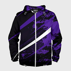 Ветровка с капюшоном мужская Color black purple line, цвет: 3D-белый