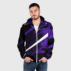 Ветровка с капюшоном мужская Color black purple line, цвет: 3D-белый — фото 2
