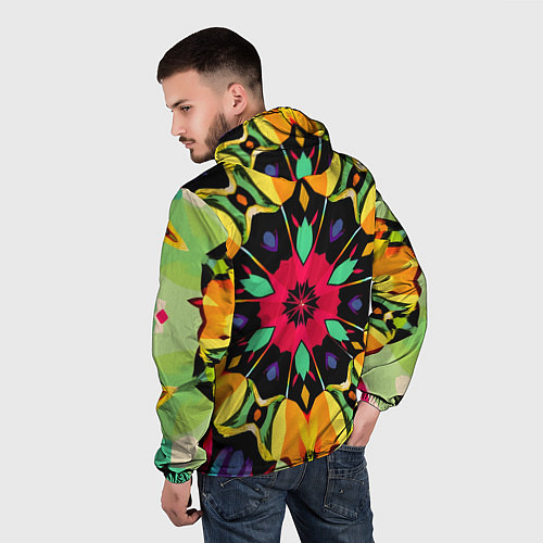 Мужская ветровка Салатовый калейдоскоп / 3D-Черный – фото 4