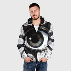 Ветровка с капюшоном мужская Глаз и щупальца - психоделика, цвет: 3D-черный — фото 2