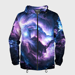 Ветровка с капюшоном мужская Фиолетовая туманность, цвет: 3D-черный