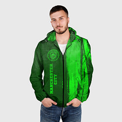 Ветровка с капюшоном мужская Manchester City - green gradient по-вертикали, цвет: 3D-черный — фото 2