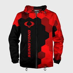 Ветровка с капюшоном мужская SsangYong - red gradient по-вертикали, цвет: 3D-черный