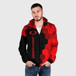 Ветровка с капюшоном мужская SsangYong - red gradient по-вертикали, цвет: 3D-черный — фото 2
