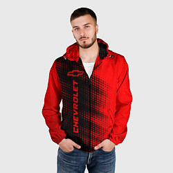 Ветровка с капюшоном мужская Chevrolet - red gradient по-вертикали, цвет: 3D-черный — фото 2