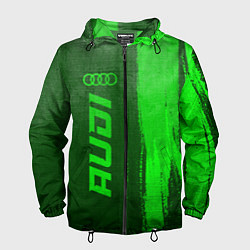 Ветровка с капюшоном мужская Audi - green gradient по-вертикали, цвет: 3D-черный