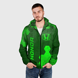 Ветровка с капюшоном мужская Honda - green gradient вертикально, цвет: 3D-черный — фото 2