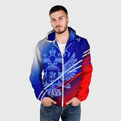 Ветровка с капюшоном мужская Герб России и градиент бело-сине-красный, цвет: 3D-белый — фото 2