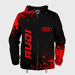 Ветровка с капюшоном мужская Audi - red gradient вертикально, цвет: 3D-черный