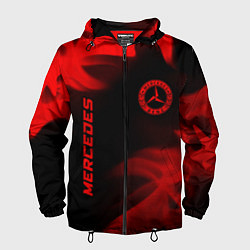 Ветровка с капюшоном мужская Mercedes - red gradient вертикально, цвет: 3D-черный