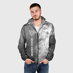 Ветровка с капюшоном мужская Watch Dogs - grey gradient по-вертикали, цвет: 3D-черный — фото 2