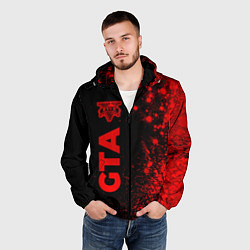 Ветровка с капюшоном мужская GTA - red gradient по-вертикали, цвет: 3D-черный — фото 2