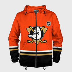 Ветровка с капюшоном мужская Анахайм Дакс хоккей, цвет: 3D-черный