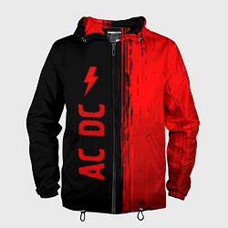 Ветровка с капюшоном мужская AC DC - red gradient по-вертикали, цвет: 3D-черный