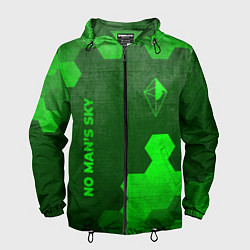 Ветровка с капюшоном мужская No Mans Sky - green gradient вертикально, цвет: 3D-черный