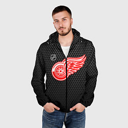 Ветровка с капюшоном мужская Детройт Ред Уингз - черные треугольники, цвет: 3D-черный — фото 2