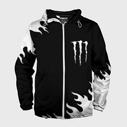Ветровка с капюшоном мужская Monster energy белый огонь, цвет: 3D-белый
