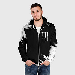 Ветровка с капюшоном мужская Monster energy белый огонь, цвет: 3D-белый — фото 2