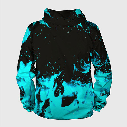 Мужская ветровка Monster energy голубой огонь / 3D-Белый – фото 2