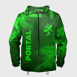 Ветровка с капюшоном мужская Portal - green gradient вертикально, цвет: 3D-черный