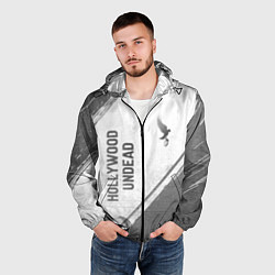 Ветровка с капюшоном мужская Hollywood Undead - white gradient вертикально, цвет: 3D-черный — фото 2
