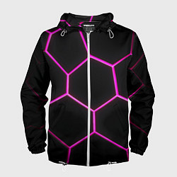 Мужская ветровка Черные соты с фиолетовым неоном