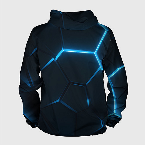 Мужская ветровка Черные плиты с синим светом / 3D-Белый – фото 2