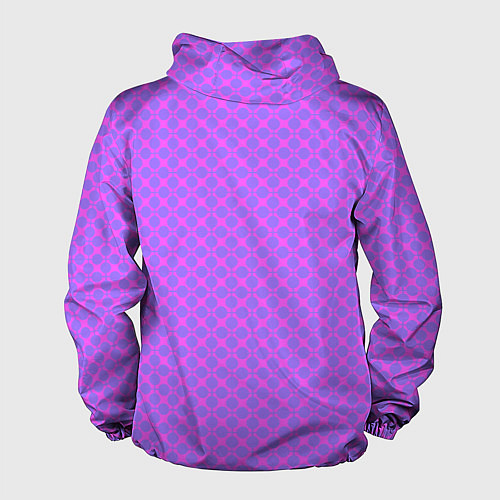 Мужская ветровка Розовый сиреневый узор в клетку и горох / 3D-Белый – фото 2